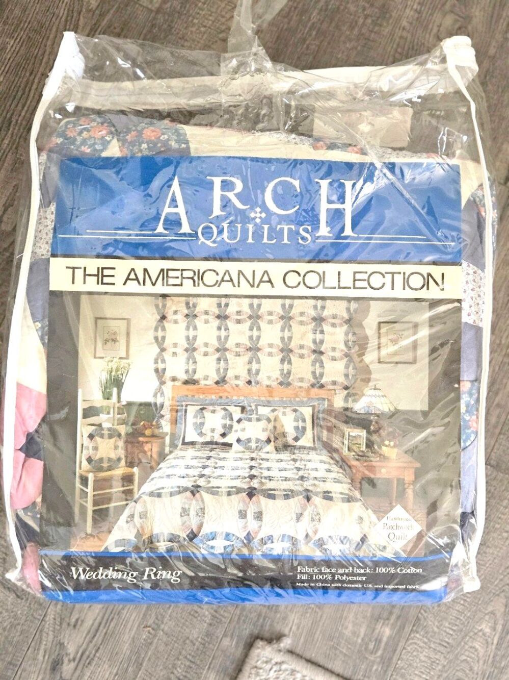 Vintage Arch Quilts Americana Double Wedding Ring Patchwork Quilt 96x84 NEW